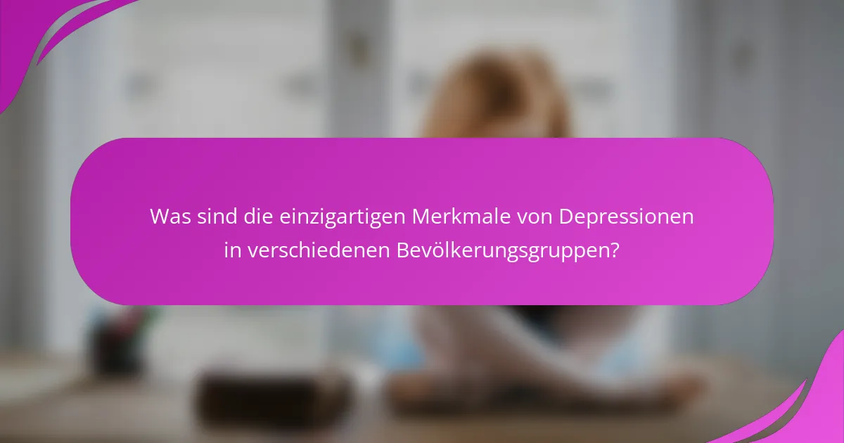 Was sind die einzigartigen Merkmale von Depressionen in verschiedenen Bevölkerungsgruppen?