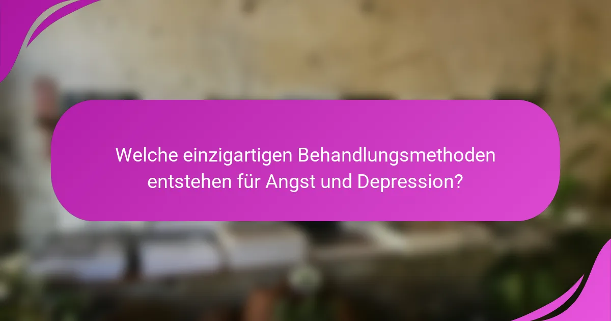 Welche einzigartigen Behandlungsmethoden entstehen für Angst und Depression?