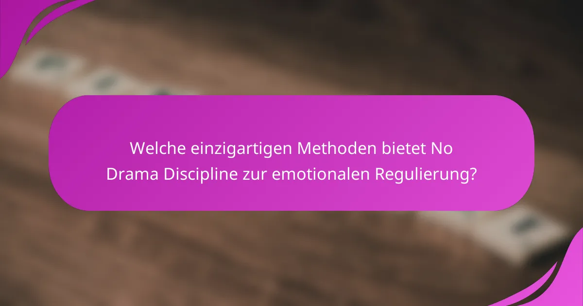 Welche einzigartigen Methoden bietet No Drama Discipline zur emotionalen Regulierung?