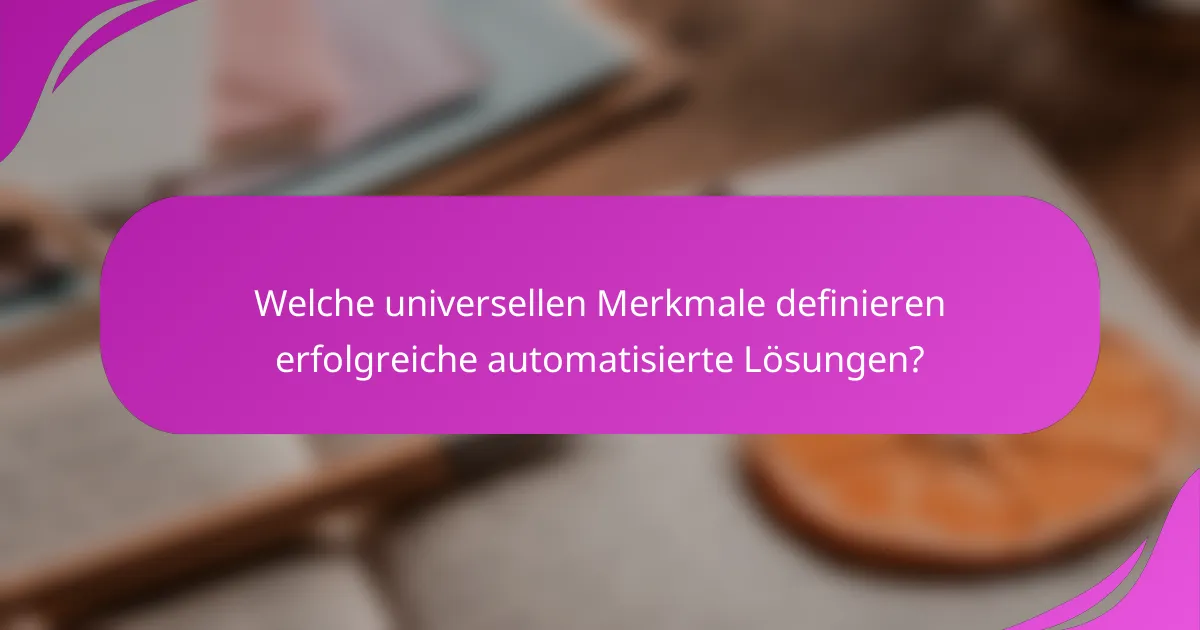 Welche universellen Merkmale definieren erfolgreiche automatisierte Lösungen?